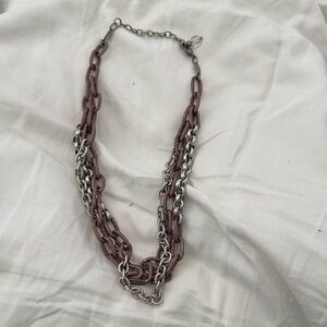 Sabika Silver and Pink Chain Necklace